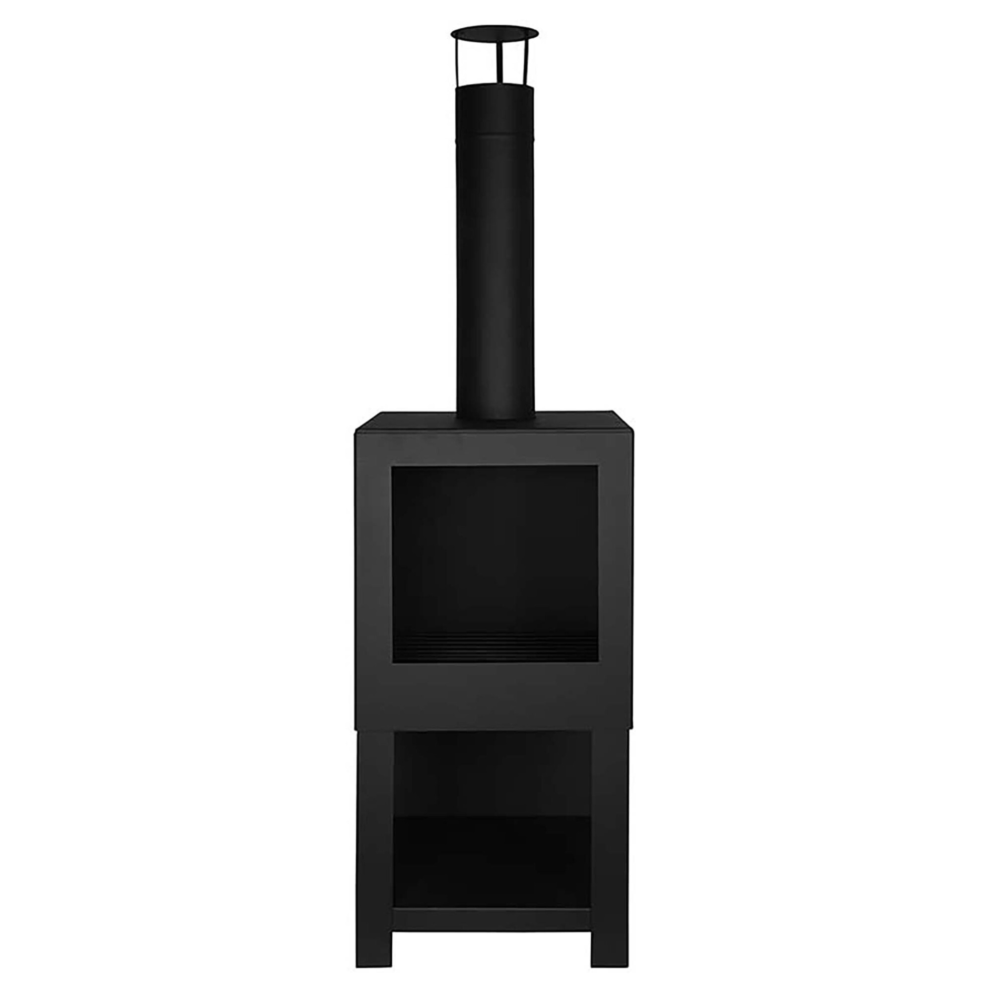 Esschert Design, Terrace Heater w/Wood Stor, Steel, Black -M, Model# FF410